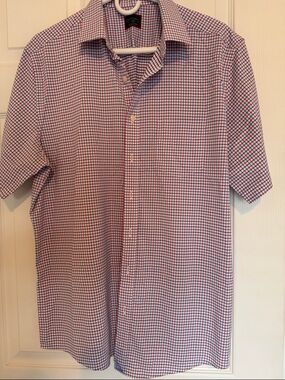 UNTUCKit Shirt with Blue and Red Check Pattern - Short Sleeve